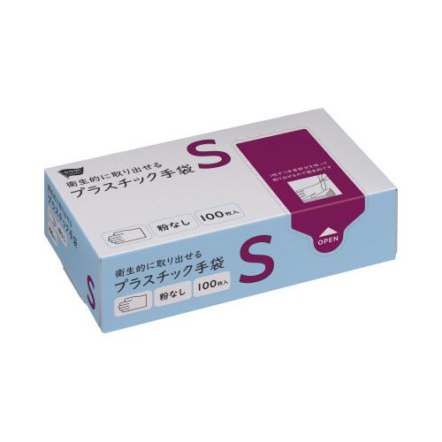 カウネット　「カウコレ」プレミアム 衛生的に取り出せるプラスチック手袋Ｓ１００枚×３０