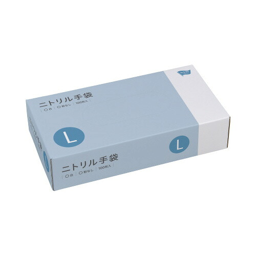 川西工業 ニトリル手袋　粉無　ホワイト　Ｌ　１００枚×３０