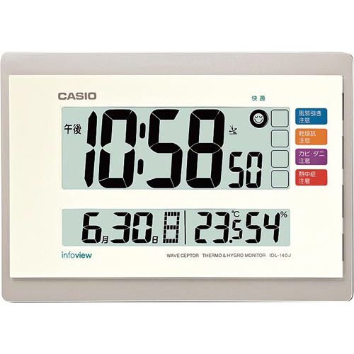カシオ 生活環境お知らせ機能付き電波掛置時計ＩＤＬ－１４０【取寄商品】