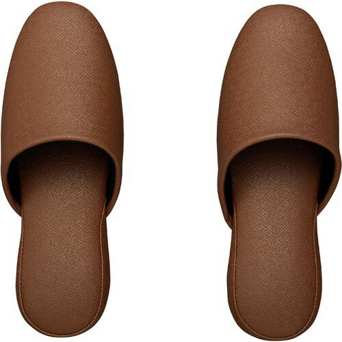 テンダイ 抗菌なめし革調ビニール家庭用スリッパ 赤銅色Ｌ １０足入