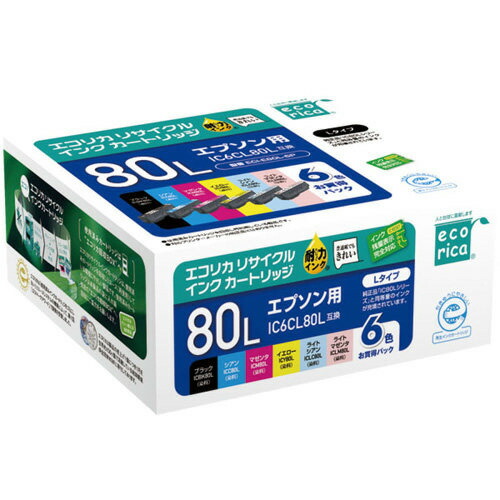 エコリカ エコリカインク　エプソン　ＩＣ６ＣＬ８０Ｌ　６色