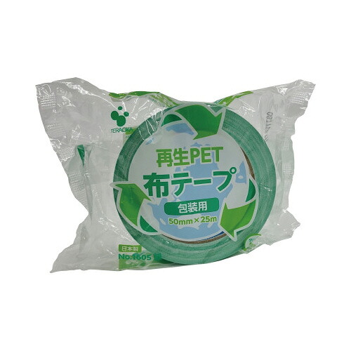寺岡製作所 再生ＰＥＴ布テープＮｏ．１６０５　緑　３０巻｜カウモール