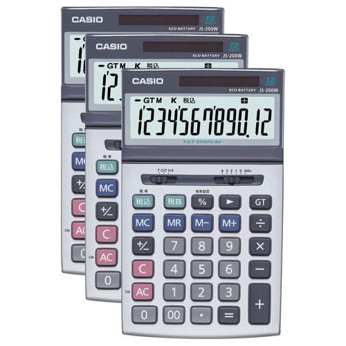 カシオ 電卓 本格実務 ジャスト型 JS−200W−N×3|カウモール