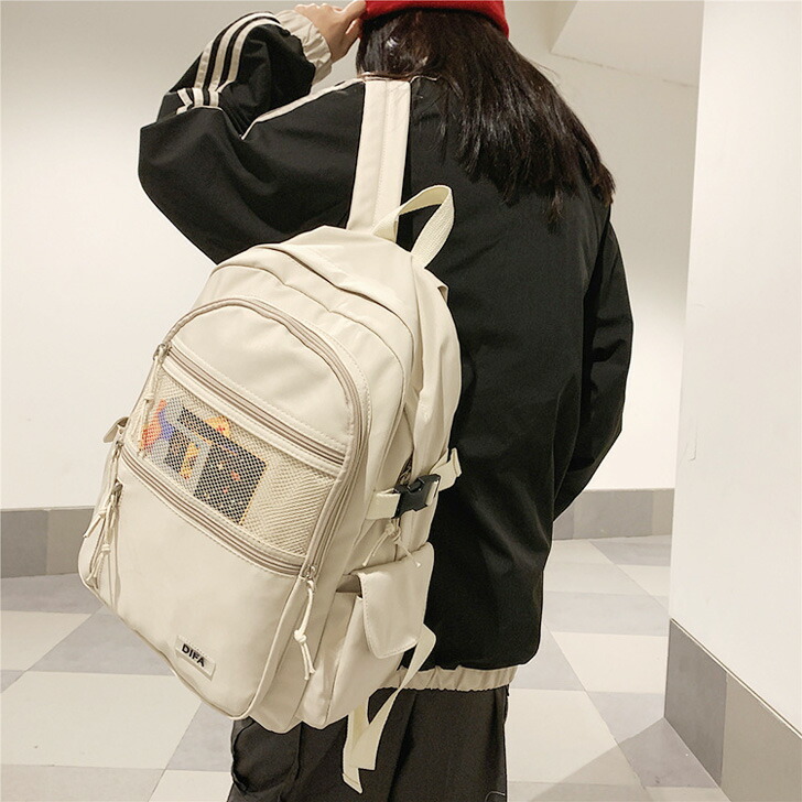 楽天市場 1000円offクーポンあり 送料無料 パステルカラー カジュアル リュック レディース メンズ バッグ 大容量 大きめ 通勤 通学 軽量 おしゃれ かわいい 多機能 ポケット 多い 収納 女子 高校生 学生 ママ 大人 旅行 メッシュポケット Joknet楽天市場店