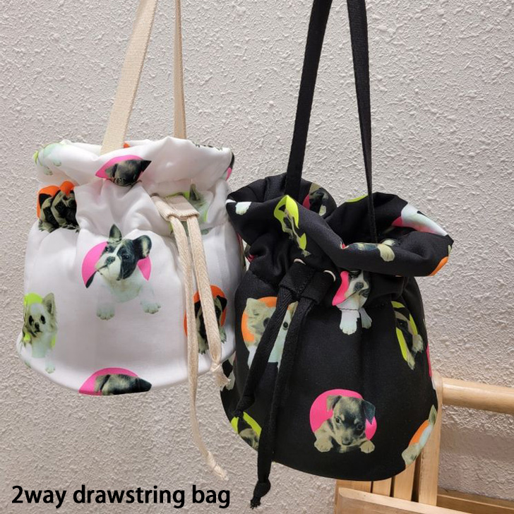 楽天市場】2wayドッグプリント巾着バッグ レディース ショルダー
