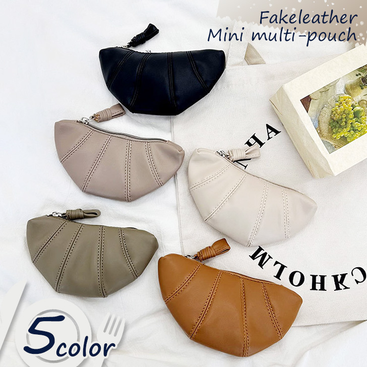 FAVOREKA ファボレカ プチクロワッサン ポーチ レザー 革D管付き！ ポーチ | FAVOREKA
