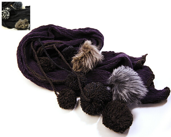 楽天市場 帽子 Peachbloom ピーチブルーム ボンボン付きニットマフラー アウトレットaw 川淵帽子店