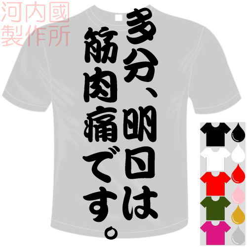 楽天市場 河内國製作所 多分 明日は筋肉痛です Tシャツ 全5色 センテンス系おもしろtシャツ 文字t Shirt おもしろてぃーしゃつ 半袖ドライ Tシャツ メール便は送料無料 河内國製作所