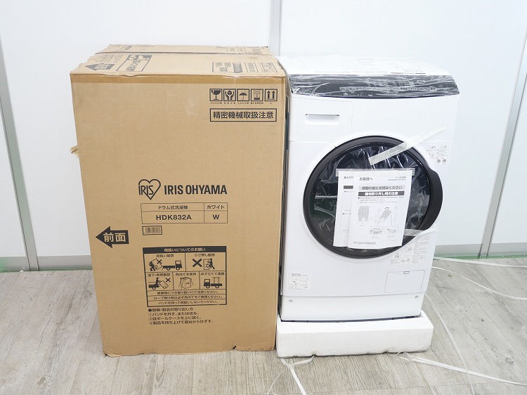 【未使用品】アイリスオーヤマ製/ドラム式洗濯乾燥機/HDK832A-W