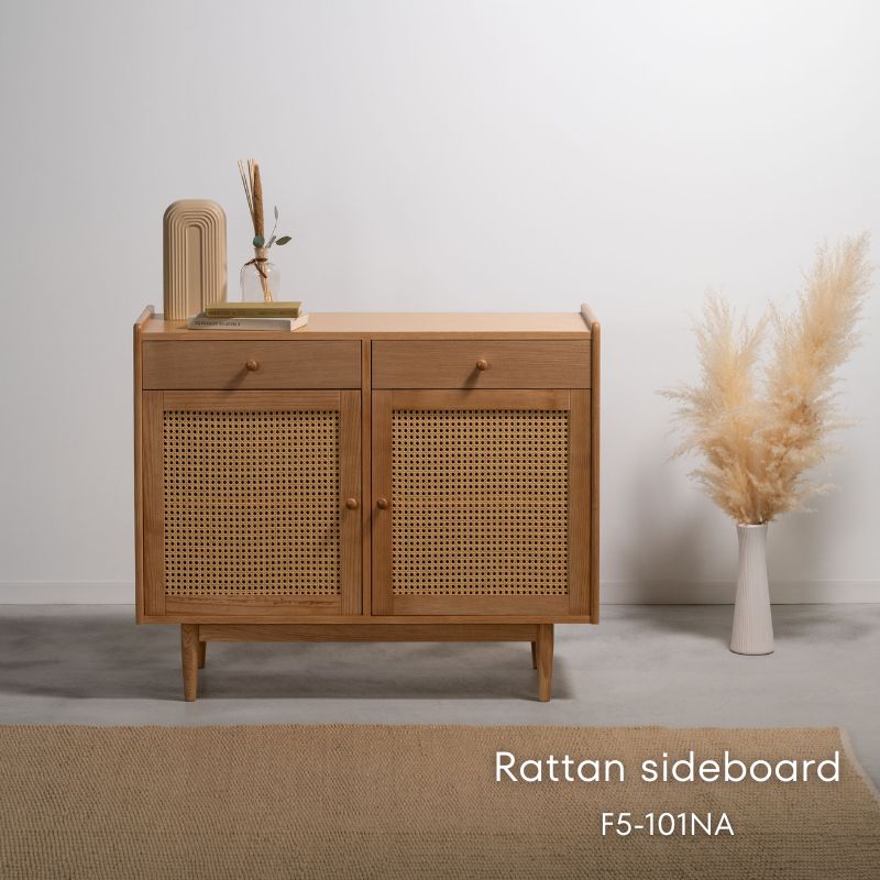 楽天市場】ラタンサイドボード ラタン調 F5-101NA キャビネット ラタン