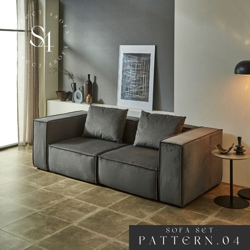 【PATTERN.04】選べる4つの一部分 取り合わせ自由自在 SERECT 4SOFA  より分ける4寝いす 単品買いもとめる能力のある 1P シェーズロング 腰かけ ひじ掛け カーキ薄墨色色 リビング寝いす 寝いす カウチソファ 昼ご飯寝いす 撥水 愛玩動物相応う 布切れ出どころ  高役立つこと布切れ