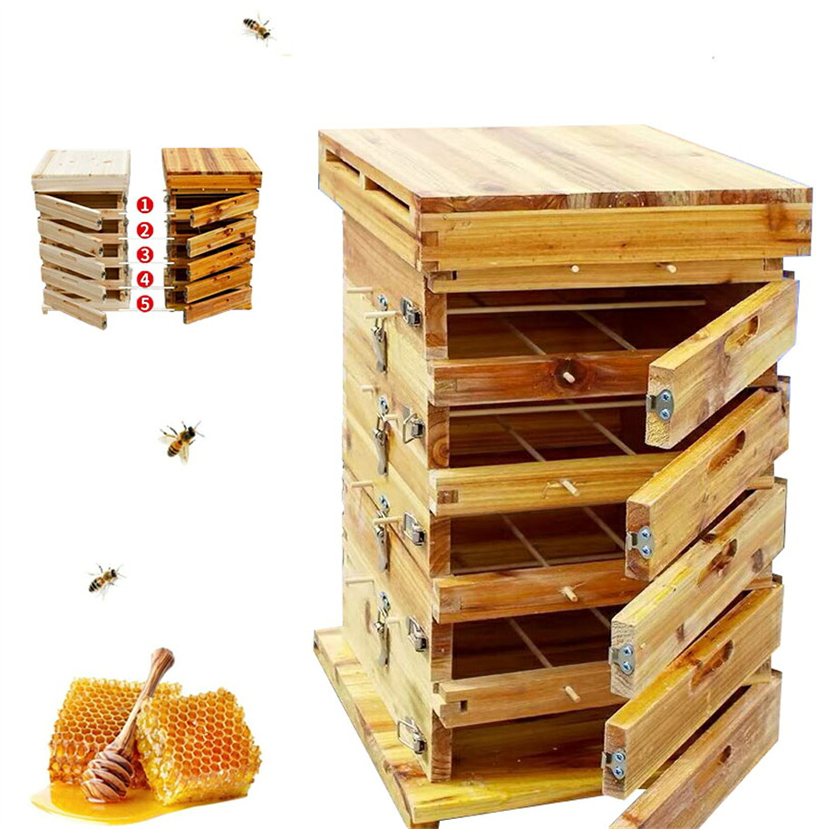5階 蜂鳥小屋 蜜蜂 鳥小屋 杉材養蜂箱一揃いの道具 焼彩仕上 蝋涙を煮る 5階の透かし彫り箱 防湿 殺虫剤 雨合羽 飾り気の無い作りつける