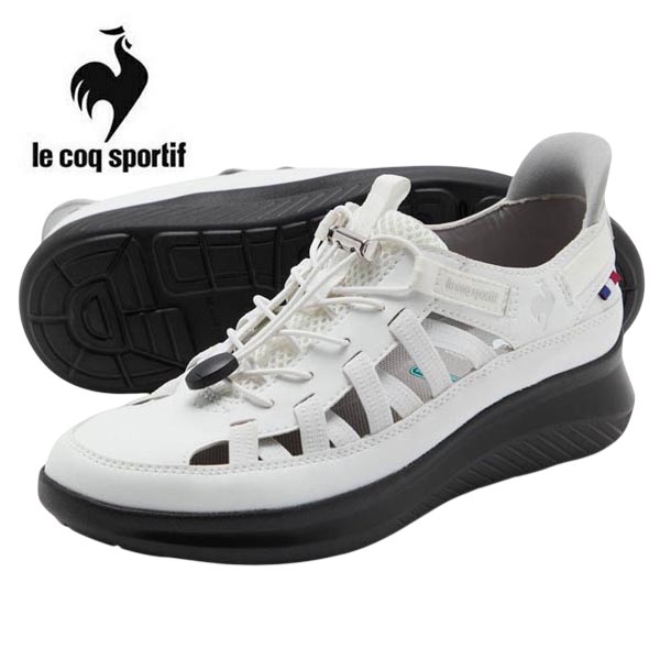 ルコックスポルティフ スニーカー レディース スリップイン マルヌ SS SI le coq sportif 手を使わず履ける 軽量 白 ホワイト シルバー 通勤スニーカー 送料無料 WHSL ワイド設計 3E相当 lu6ssn25lz