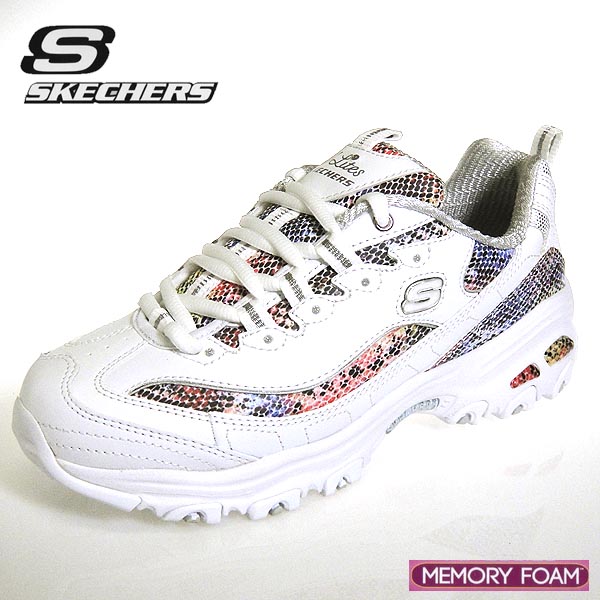 楽天市場 スケッチャーズ レディーススニーカー D Lites Smooth Glide Wmlt ホワイト マルチ Skechers Memoryform ディーライツ スネーク蛇 ダット ボリューム 送料無料 シューズ スニーカーカワカミ靴店