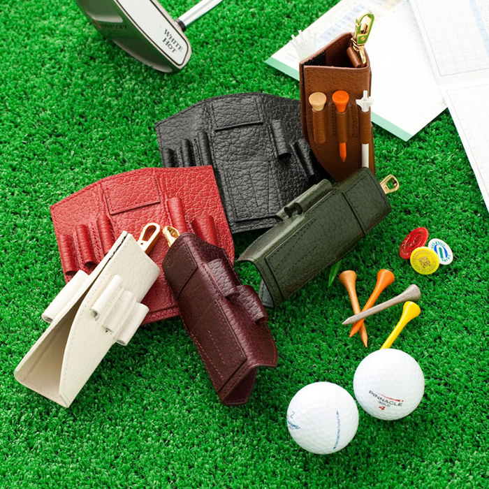 【楽天市場】ゴルフ ティーホルダー扇形 ティーケース ゴルフ用品 小物 ゴルフ小物 ゴルファー 本革 革 レザー ロングティー・特殊ティーにも