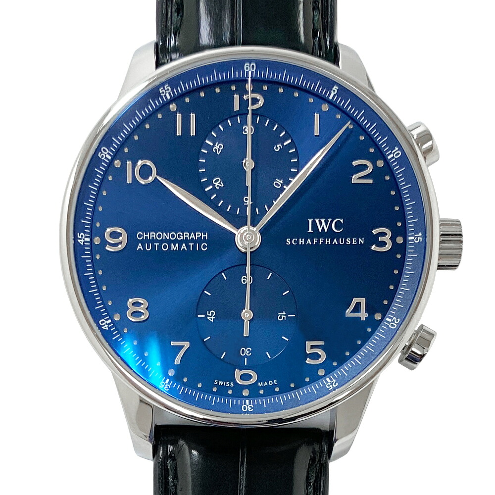 [中古] IWC ポルトギーゼ クロノグラフ IW371491 自動巻き ステンレススチール ワニ革 クロノグラフ ブルー 41mm アイダブリューシー