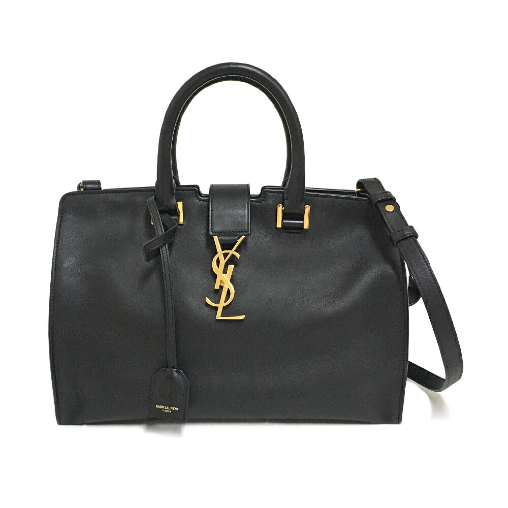[中古] サンローラン カバス スモール 394461 ハンドバッグ 2WAY ショルダーバッグ レザー ブラック ファスナー モノグラム SAINT LAURENT｜質かわむら店