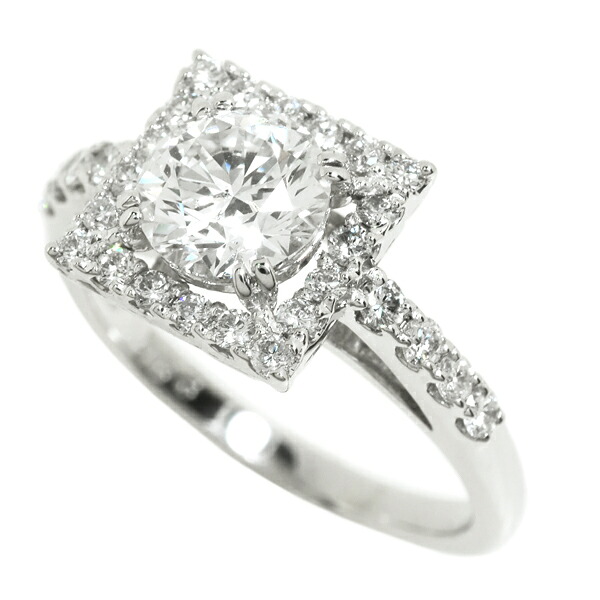 [中古] Pt900 天然 ダイヤモンド1.063ct/0.43ct リング 11.5号 5.4g 3EX 鑑定書付 ラウンドブリリアントカット プラチナ ノーブランド