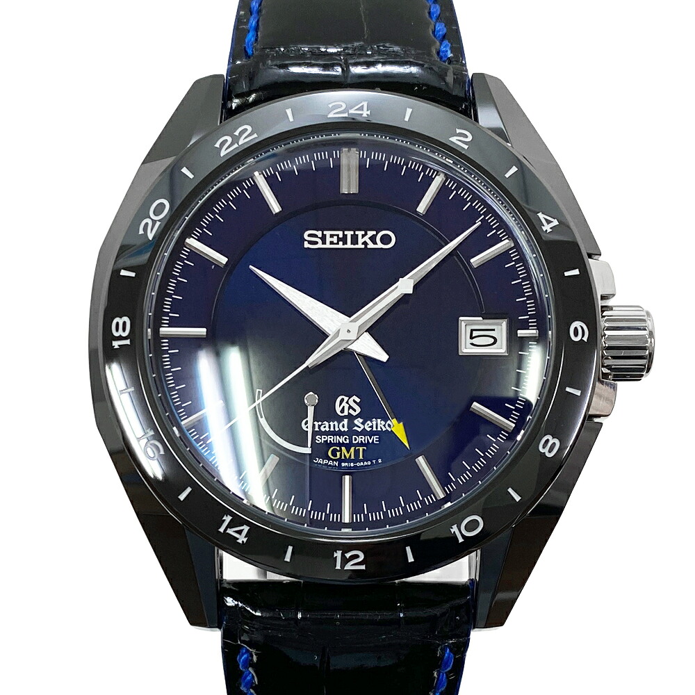 [中古] グランドセイコー ブラックセラミックス リミテッドコレクション 500本限定 SBGE039 自動巻き スプリングドライブ チタン ワニ革 GS