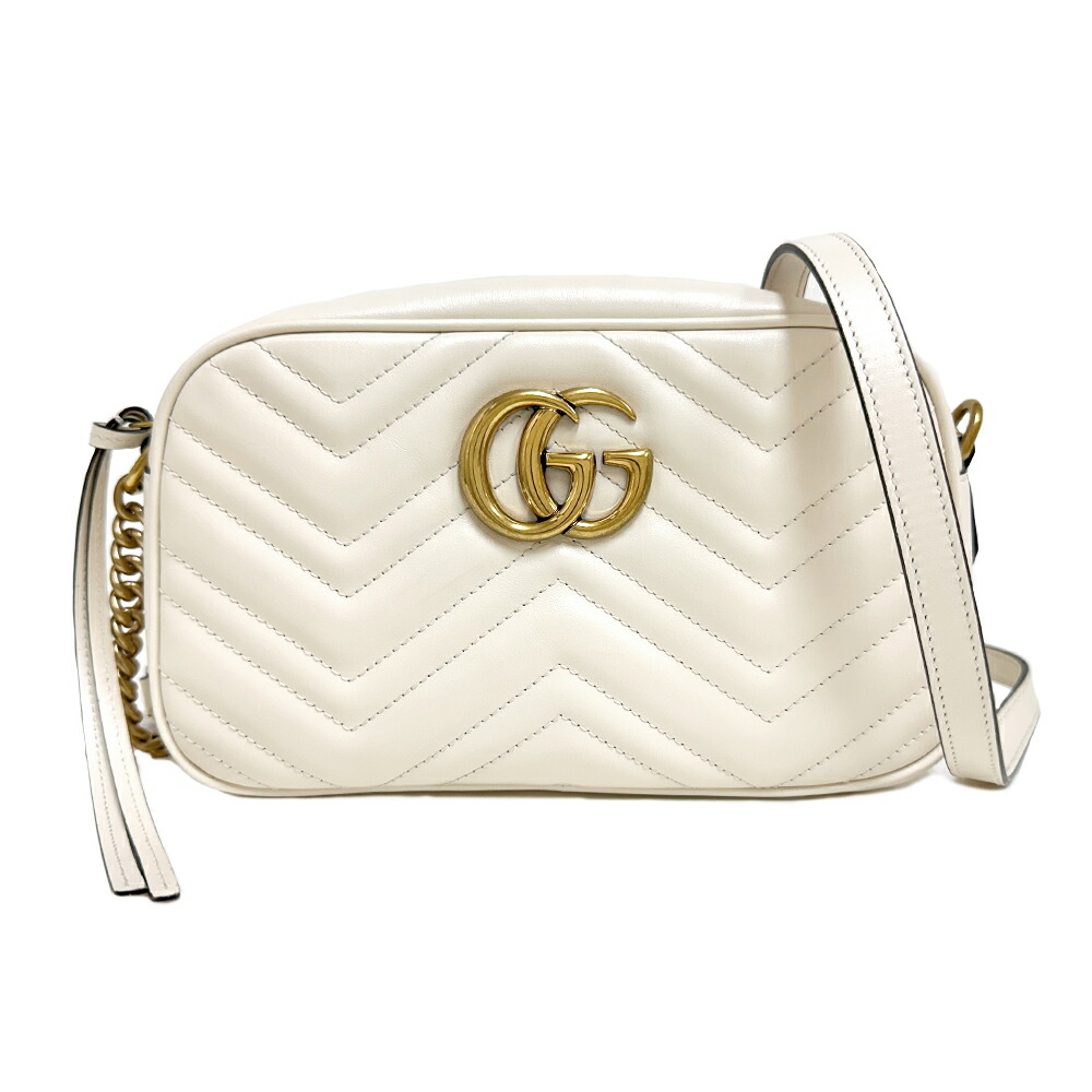 [中古] グッチ Gucci Lido GGマーモント キルティング スモール ショルダーバッグ 447632DTD1T9022 ホワイト 白 チェーン シェブロン GUCCI 86,900円