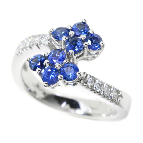 希少ダミアーニマーキスダイヤサファイアリングK18指輪15号