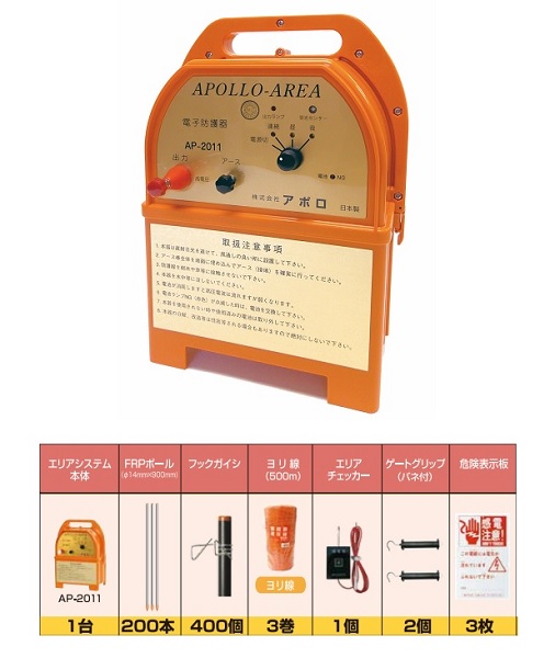 アポロ 電気柵 エリアシステム (5反張)(2段張)(周囲750M)ｾｯﾄ AP-5TAN75-FRP｜カワノ農機ショップ店