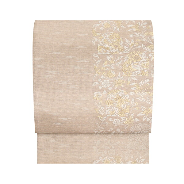 草花に花うさぎの模様 3シーズン用袋帯 【中古】