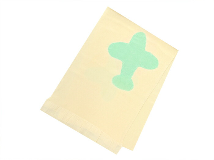 【おつとめ品！】 帯揚げ 絞り染 飛行機 黄色 絹100％ 工芸キモノ野口 銀座かわの屋オリジナル限定品 【新品】