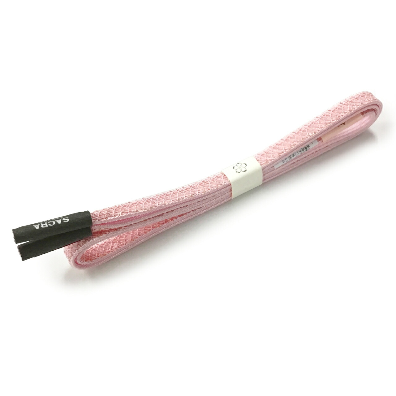 和小物さくら 帯締め 高麗網目レース 薄桜色 絹100％ 金属糸使用 【新品】
