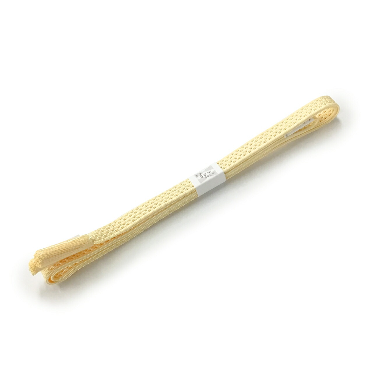 夏帯締め きねや レース組 薄い淡黄色 絹100％ 【未着用品】