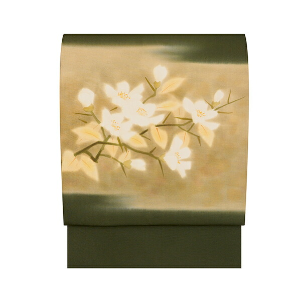 染と織たかはし こぶしの花の模様 無線友禅　名古屋帯 【中古】