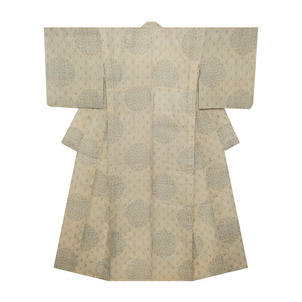 意味有りげ無形文化財宮古上布 白麻の葉に華文 単衣お召しもの【中古】