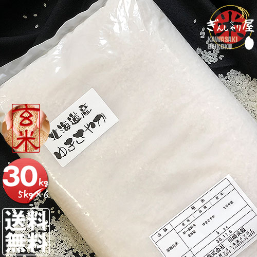 ポイント2倍 令和7年産 北海道産 ゆきさやか 玄米 30kg(5kg×6袋セット) ＜玄米／白米／分づき米＞【送料無料】 【北海道米 送料込み 米 お米 真空パック選択可】