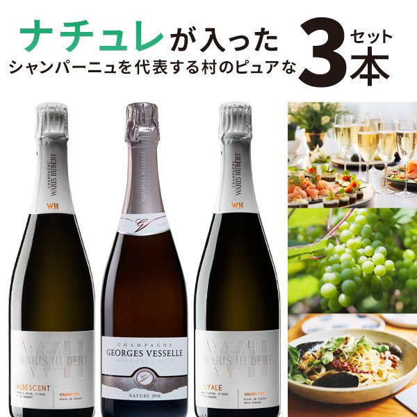 【3本セット送料無料】 ナチュレが入ったシャンパーニュを代表する村のピュアな3本セット ※北海道・九州・沖縄県は送料無料対象外 ワインセット シャンパーニュ フランス