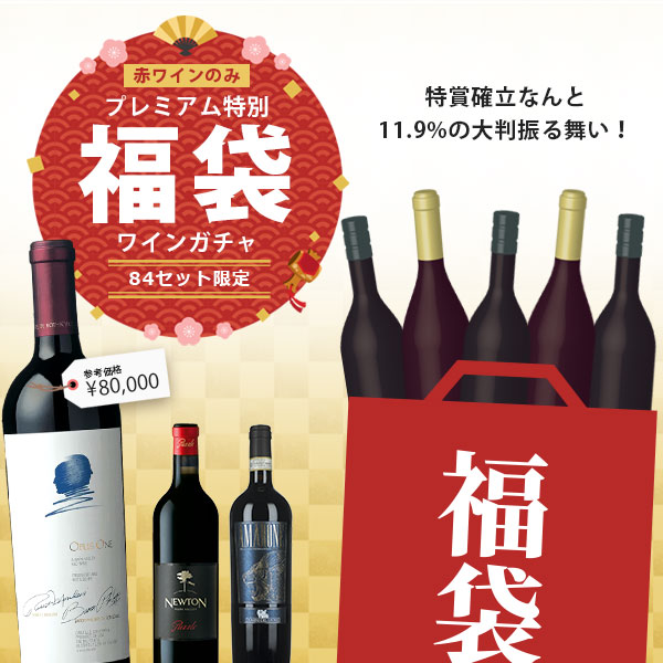 【赤のみ福袋5本セット送料無料】 全てがプレミアム新春特別福袋! 赤ワインガチャ 5本セット <ワインセット> 2025ワイン福袋