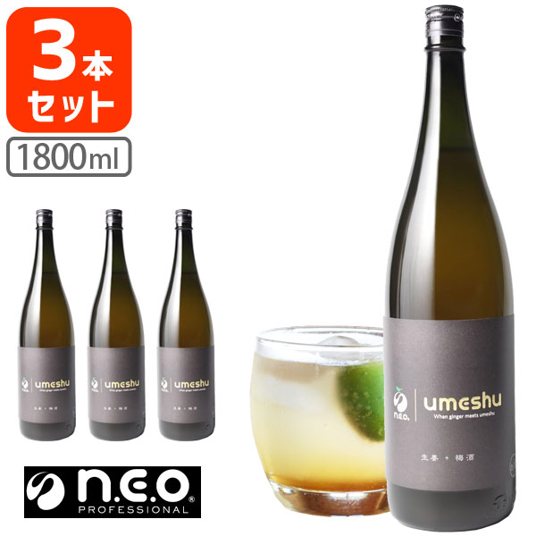 【3本セット送料無料】n.e.o ジンジャー梅酒 1800ml&times;3本＜瓶リキュール＞ネオジンジャー梅酒 梅酒 ジンジャー 生姜 [T.3654.10.SE]｜燃えるカワサキグループ