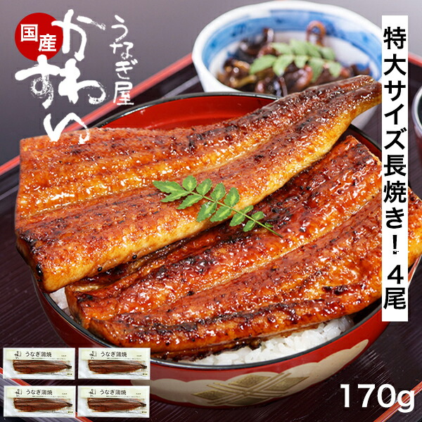 うなぎ 国産 かわすい ＼1位の極上鰻／ 冷凍 送料無料 特大 うなぎ蒲焼き 170g×4本 【うなぎ屋かわすい】 グルメ ウナギ 鰻 蒲焼き ひつまぶし うな丼 内祝い お返し 誕生日プレゼント 土用丑 土用の丑の日 食べ物 喜ばれる 贈答 ギフト
