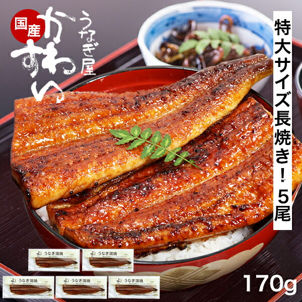 まだ間に合う!今年の土用丑は7月26日! うなぎ 国産 かわすい \1位の極上鰻/ 冷凍 送料無料 特大 うなぎ蒲焼き 170g×5本 【うなぎ屋かわすい】 グルメ ウナギ 鰻 蒲焼き ひつまぶし 内祝い 誕生日プレゼント 食べ物 贈答 ギフト|うなぎ屋かわすい