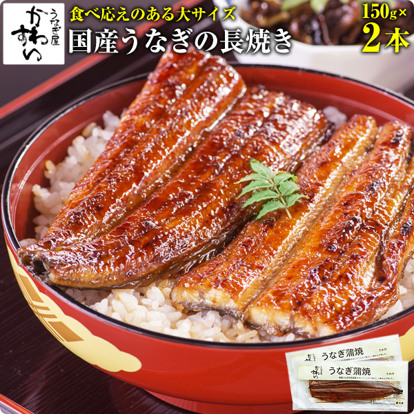 [食べごたえのある大サイズ　]国産うなぎ蒲焼き150g×2本[山椒別売]うなぎ　ウナギ　国内産　冷凍食品　ひつまぶし　鰻　送料無料　土用丑の日　蒲焼き　ちらし寿司　国産うなぎ　2尾[MP]