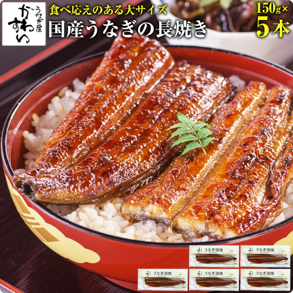 [食べごたえのある大サイズ]<br>国産うなぎ蒲焼き150g×5本 うなぎ ウナギ 鰻 蒲焼き 国内産 国産うなぎ 土用丑の日 冷凍食品 送料無料 5尾