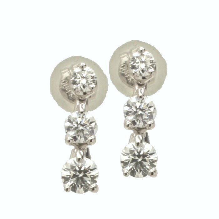 Ptダイヤピアス ダイヤモンドピアス プラチナピアス スリーストーン 誕生日 記念日 プレゼント ギフト お値打ち お出かけ ジュエリー 川スミ 送料無料 【kawasumi】｜ジュエリー川スミ
