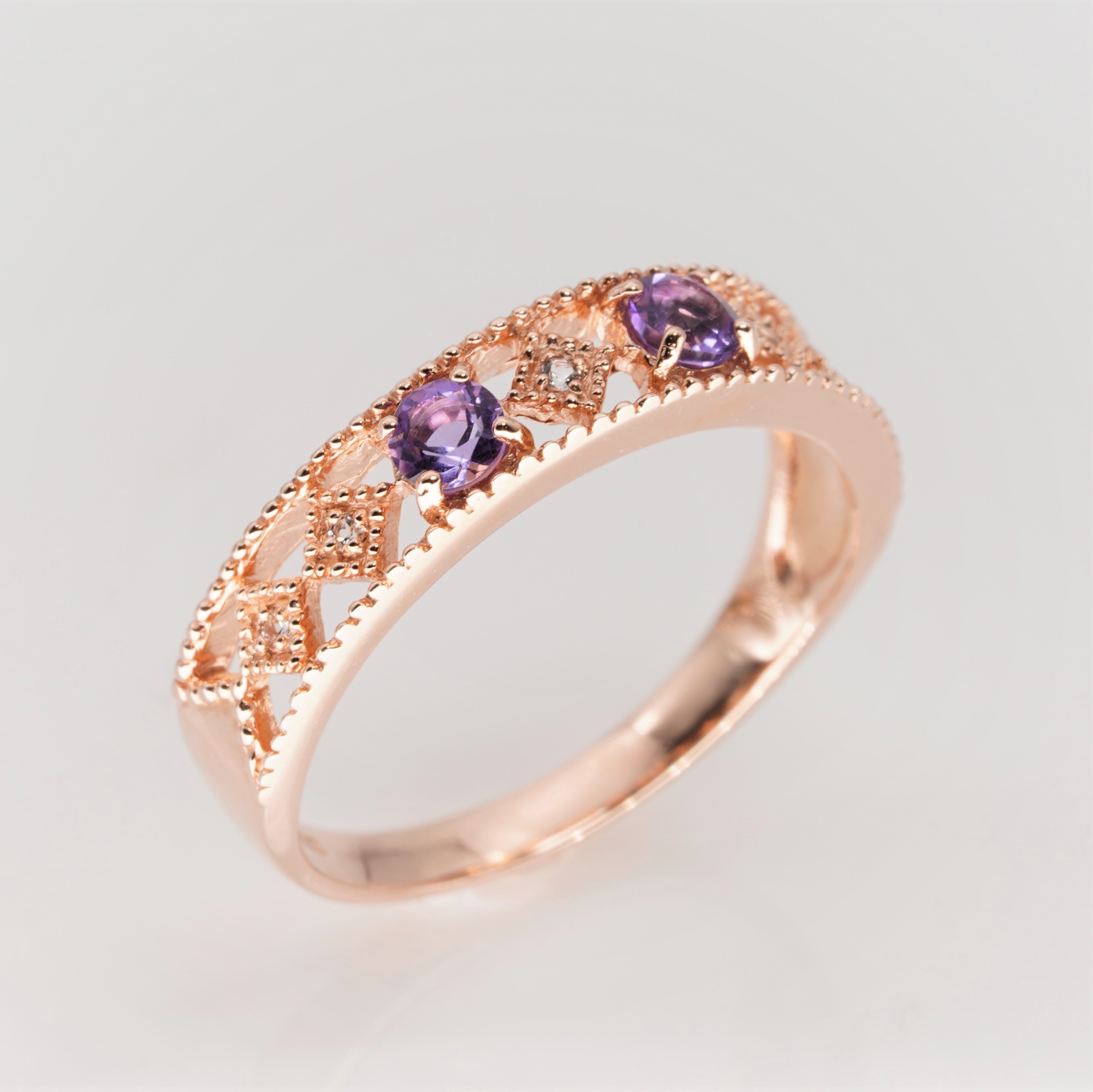 楽天市場】ハート アメジスト ダイヤモンド リング 指輪 K10