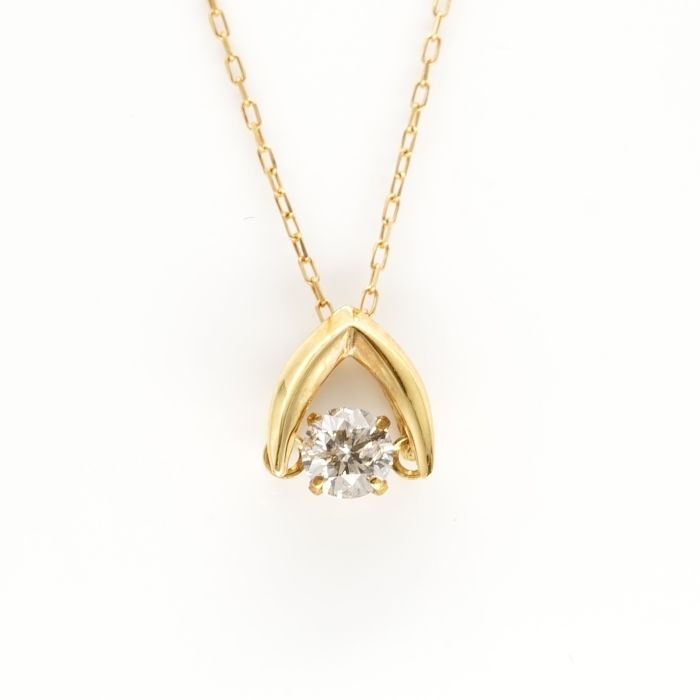 【4月誕生石】K18イエローゴールド ダイヤモンド ネックレス 天然ダイヤモンド 0.1ct K18YG ネックレス ペンダント 一粒ダイヤ ダンシングストーン 華奢 可愛い 大人 上質 揺れるダイヤ 誕生日 記念日 プレゼント 【送料無料】【kawasumi】|ジュエリー川スミ