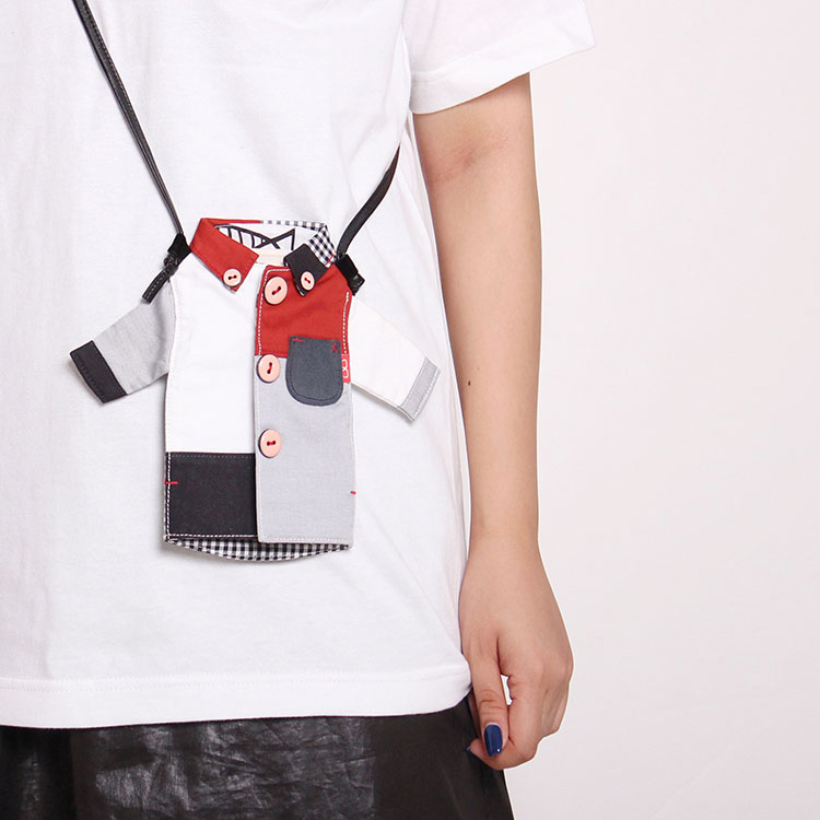 河谷シャツ ミニシャツ 三毛猫 ポーチ K214 オール フリーサイズ 小物 雑貨 ミニポーチ スマホケース 定期入れ ミニバッグ お洒落 ネコ 猫 牛革 レザー スミニバッグ レディース メンズ ブランド ギフト プレゼント Sermus Es