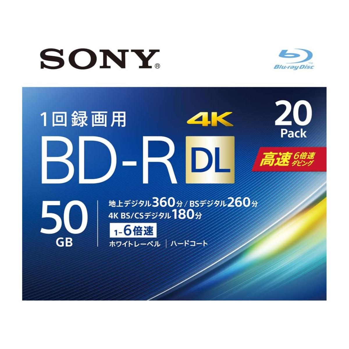 SONY ソニー ブルーレイディスク BD-R DL 50GB (1枚あたり近所地デジ約6第四次元) 1回録画用 20枚入り口・入口 6倍速ダビング相応う 容れもの属する 20BNR2VJPS6 ブルーレイディスクメディア-TV・オーディオ・カメラ-録画・録音用メディア