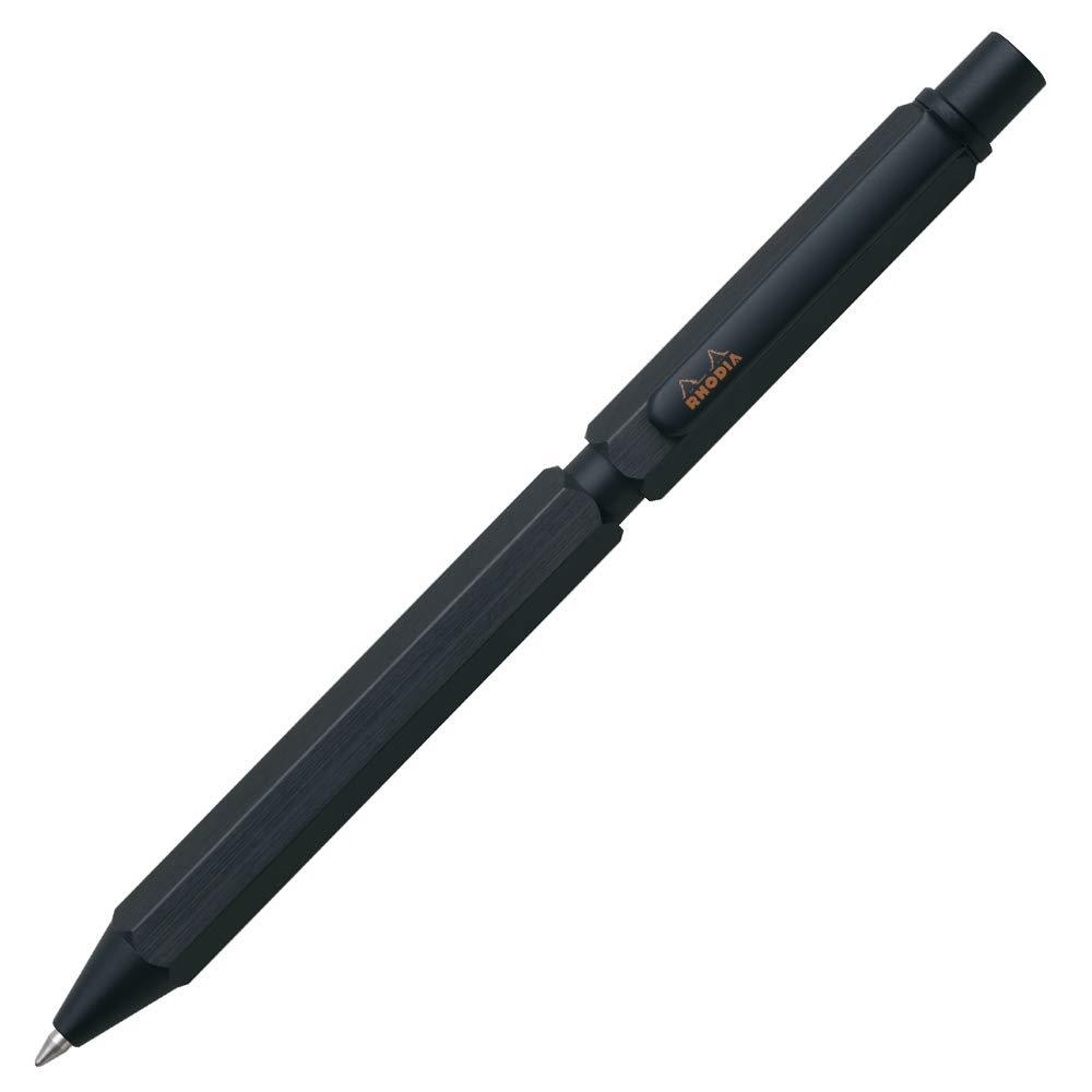 RHODIA(ロディア) 多機能ペン SCRIPT マルチペン ボールペン 油性 0.5mm 2色(黒・赤)＆シャープペン 0.5mm アルミニウムボディ ヘアライン加工 ロータリー式 ブラックcf9342
