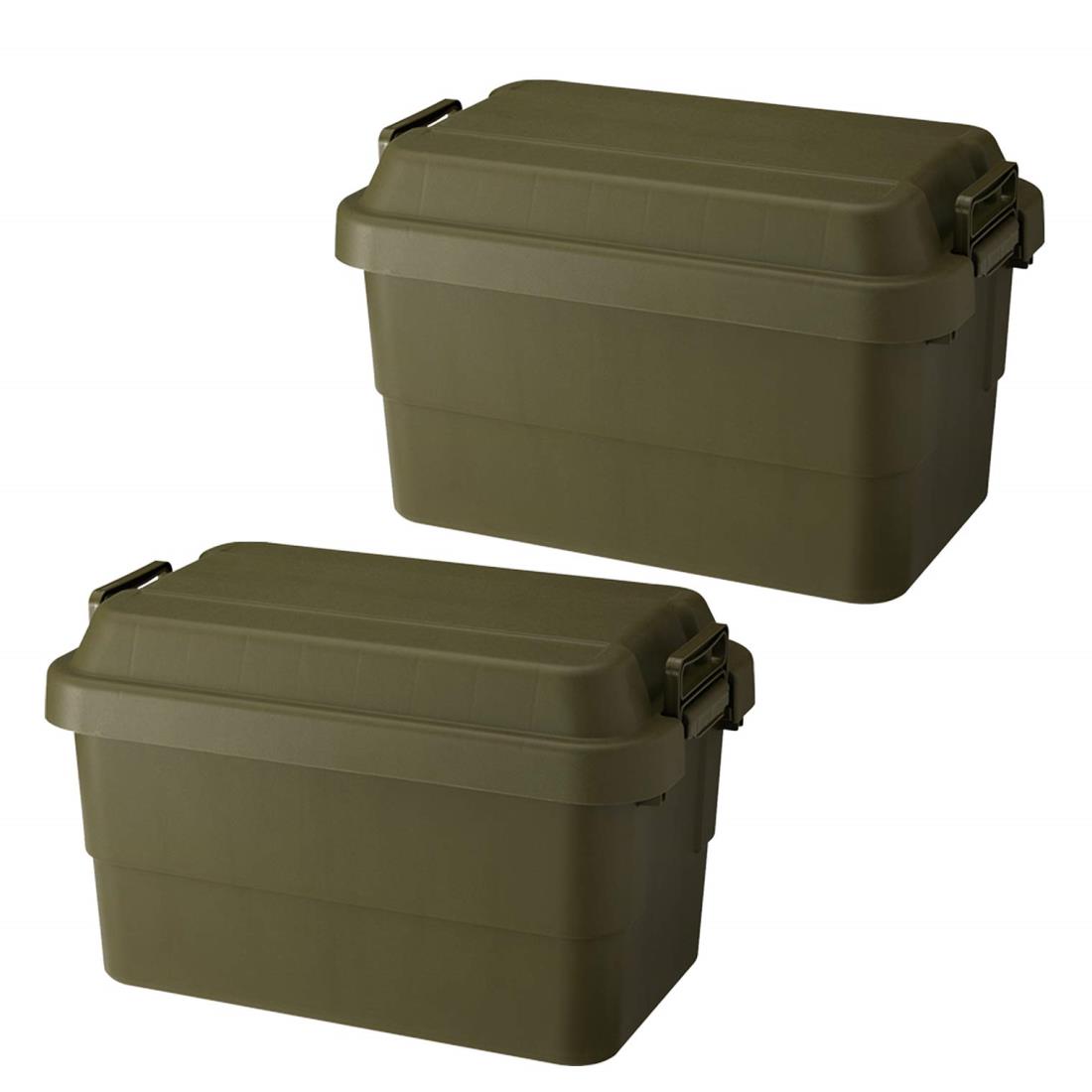 リス(RISU) 収納ボックス トランクカーゴ 50L グリーン 日本製 TC-50 2個セット コンテナ ボックス 屋外収納 キャンプ 防水 GHON071