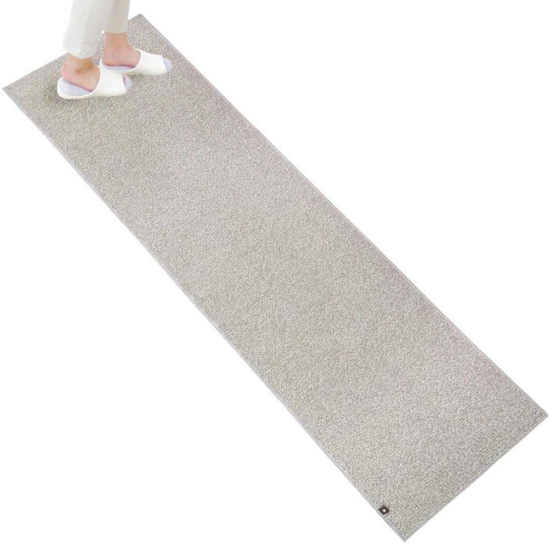 オカ(OKA) PLYS base (プリスベイス) キッチンマット 約 60 cm × 240 cm グレー (日本製 洗える モダン シンプル 滑り止め)