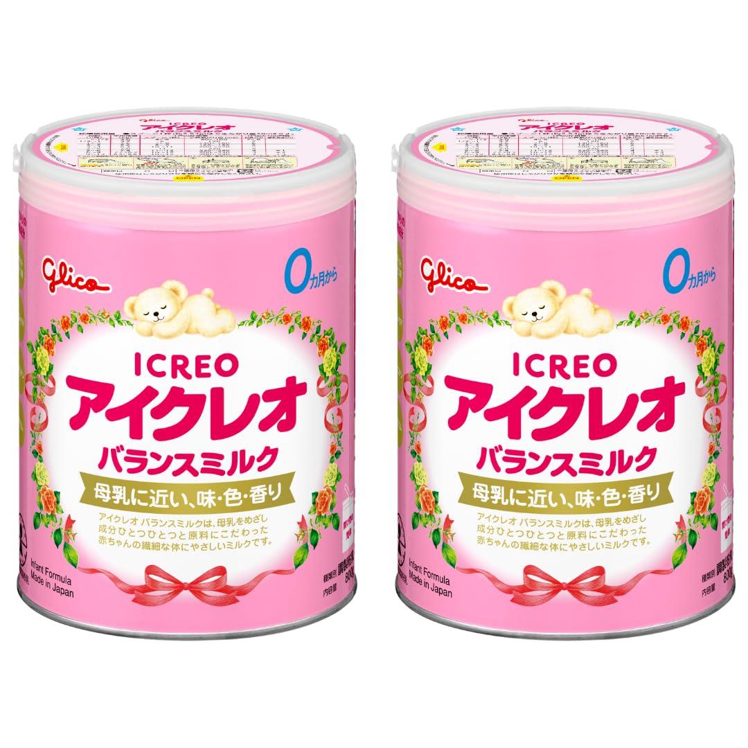 アイクレオ 平衡にする牛乳 800g×2缶 江崎グリコ 粉乳 新生児 赤ちゃん 乳飲み子 もの言う花 0ヵ月~1歳頃