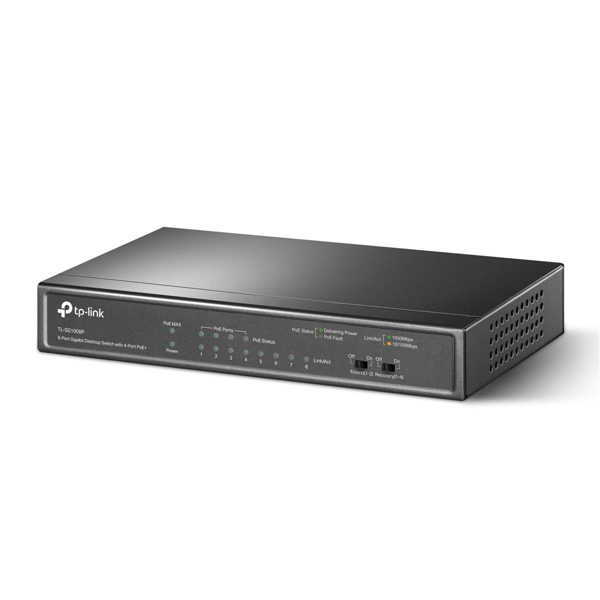 TP-Link アンマネージPoEスイッチ ギガ対応 8ポート(4ポートPoE) 無償 スイッチングハブ TL-SG1008P